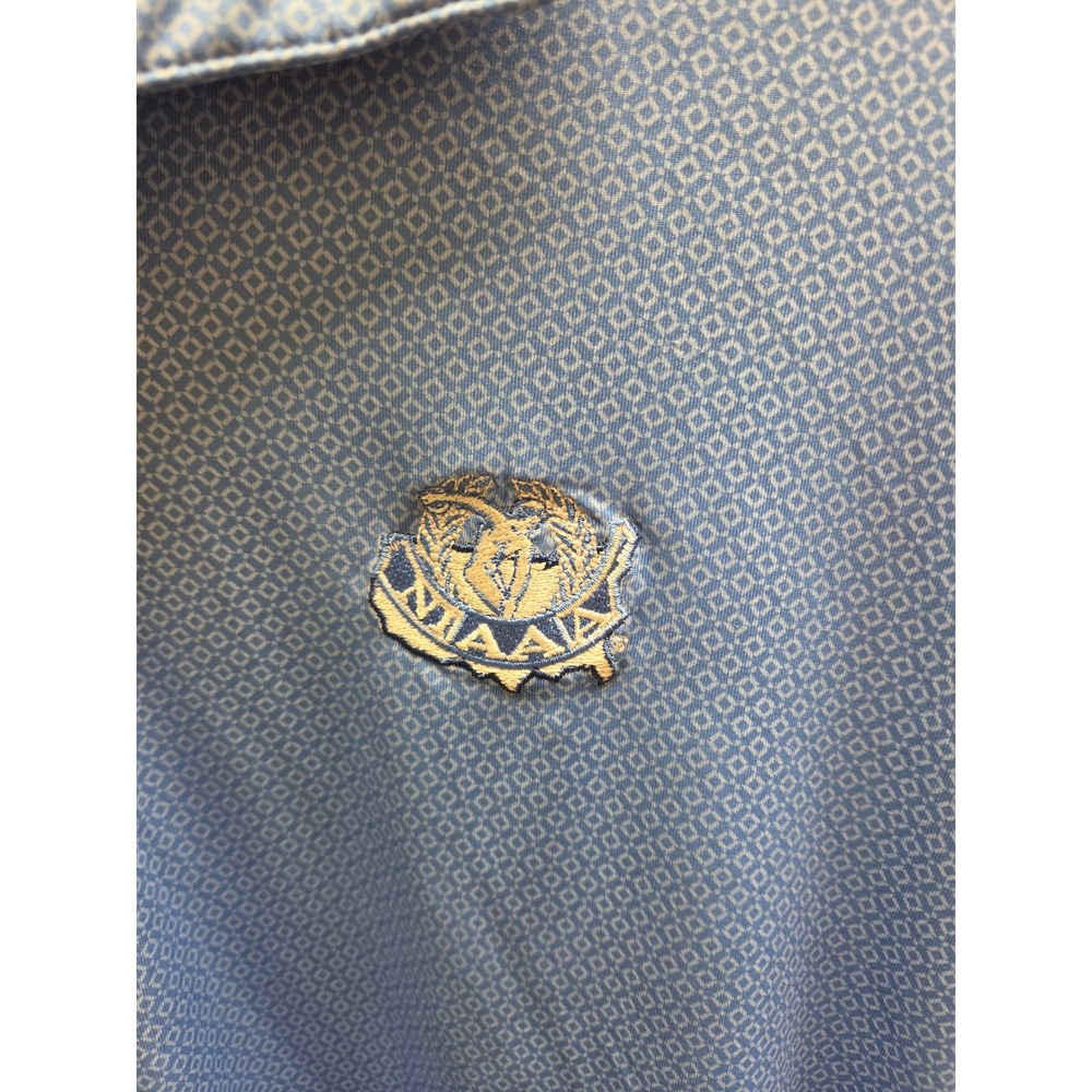 Cutter & Buck Mens XXL‎ Blue Geometric Polo Shirt NIAAA Logo Recycled Stretch - Picture 2 of 8